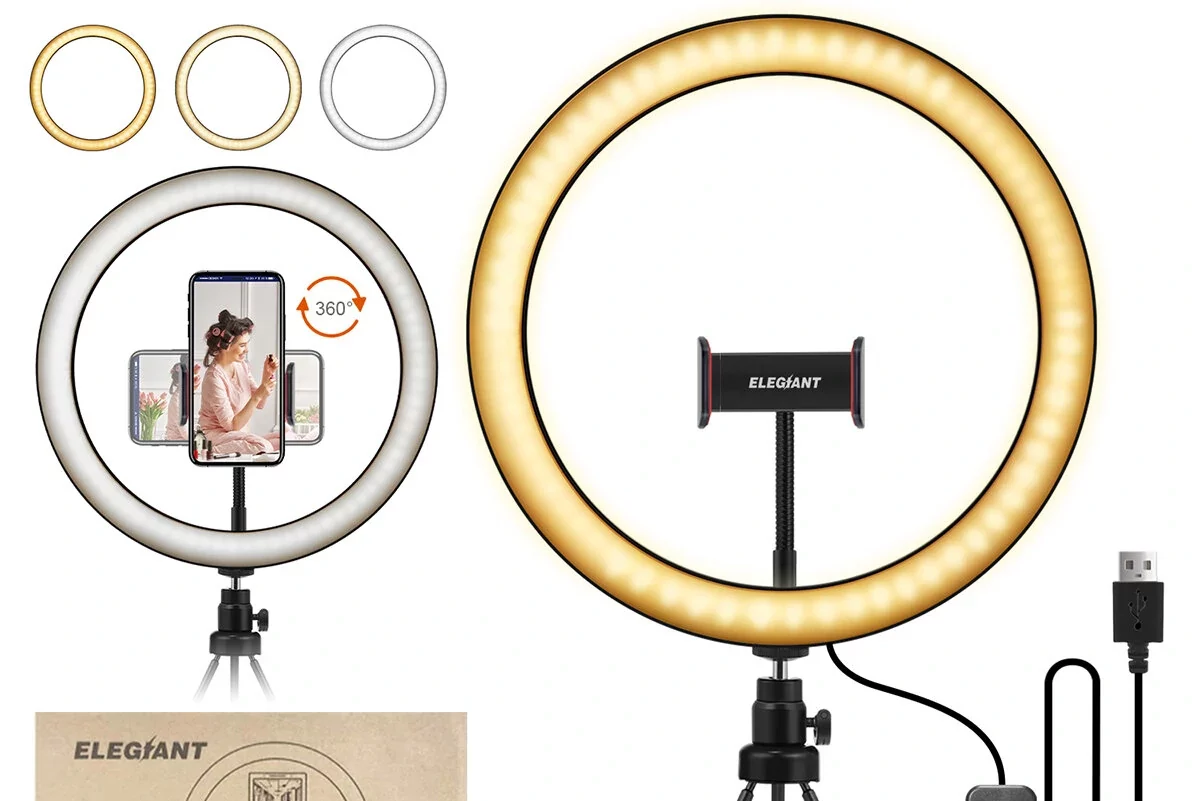 ELEGIANT 10,2-palcová LED kruhová video lampa